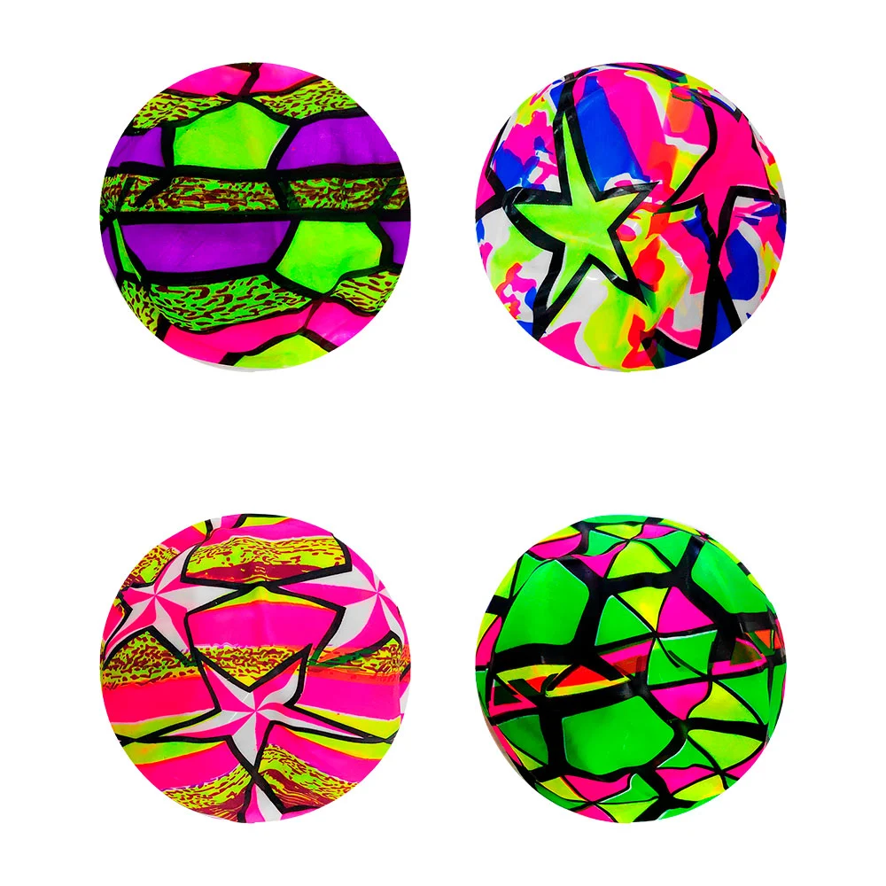 1pza Pelota de látex pequeña fluorescente, con estampado tipo collage, variedad de diseños / 9 pulgadas / c3543