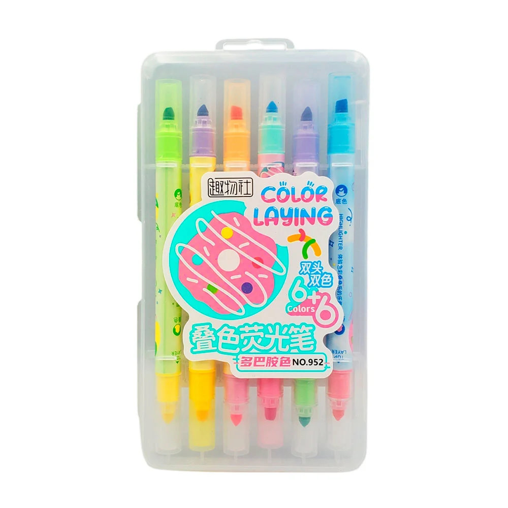 Estuche con 6 plumones de colores con punta doble / color laying / 952 / c357-420