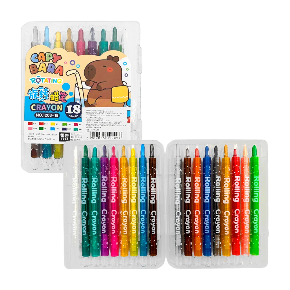 Paquete con 18 crayones crayolas retráctiles de colores / rolling / 1203-18 / capy bara / c406-981