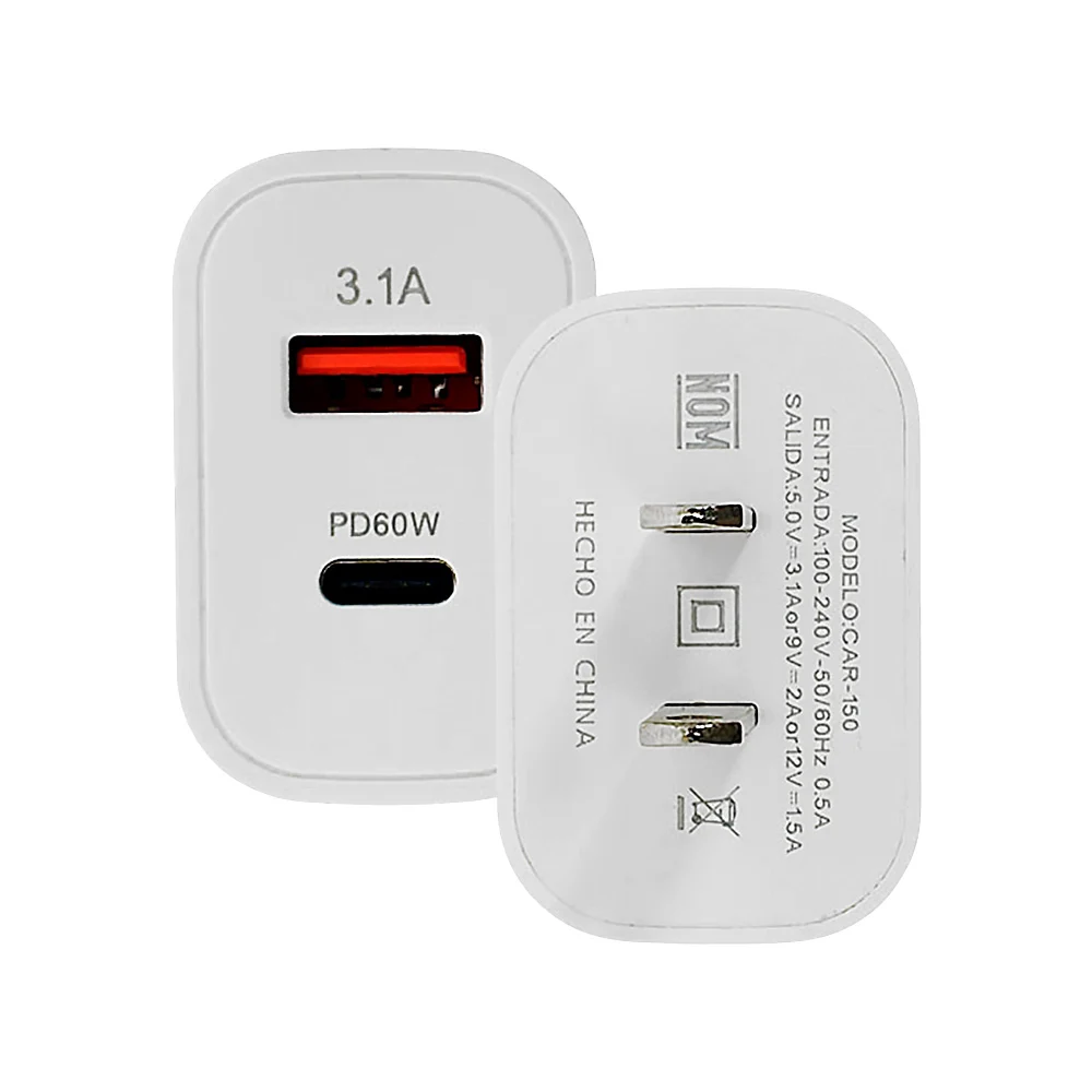 1pza Cubo cargador buytiti con puerto usb y usb-c para carga rápida, 60 watts / car-150