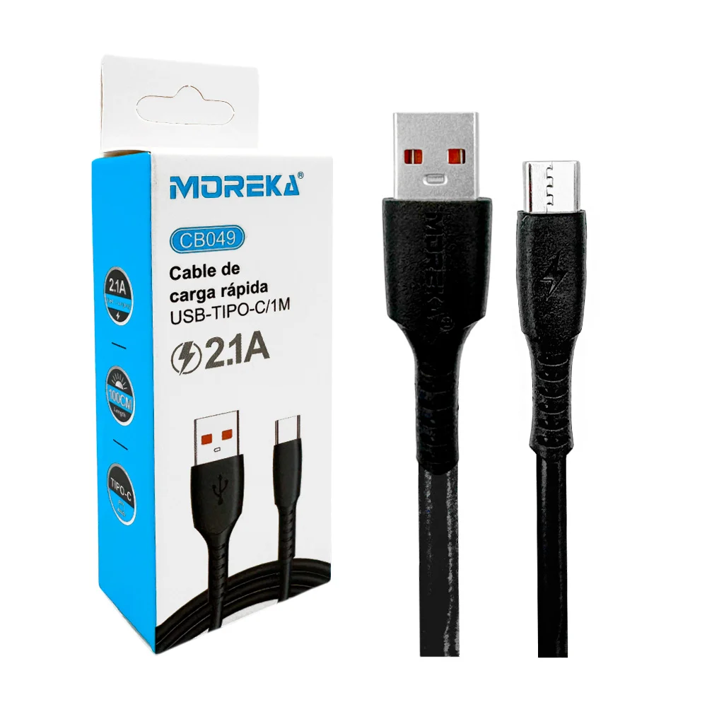 Cable cargador moreka de carga rápida 2.1a de usb 2.0 a tipo c, variedad de colores / cb049