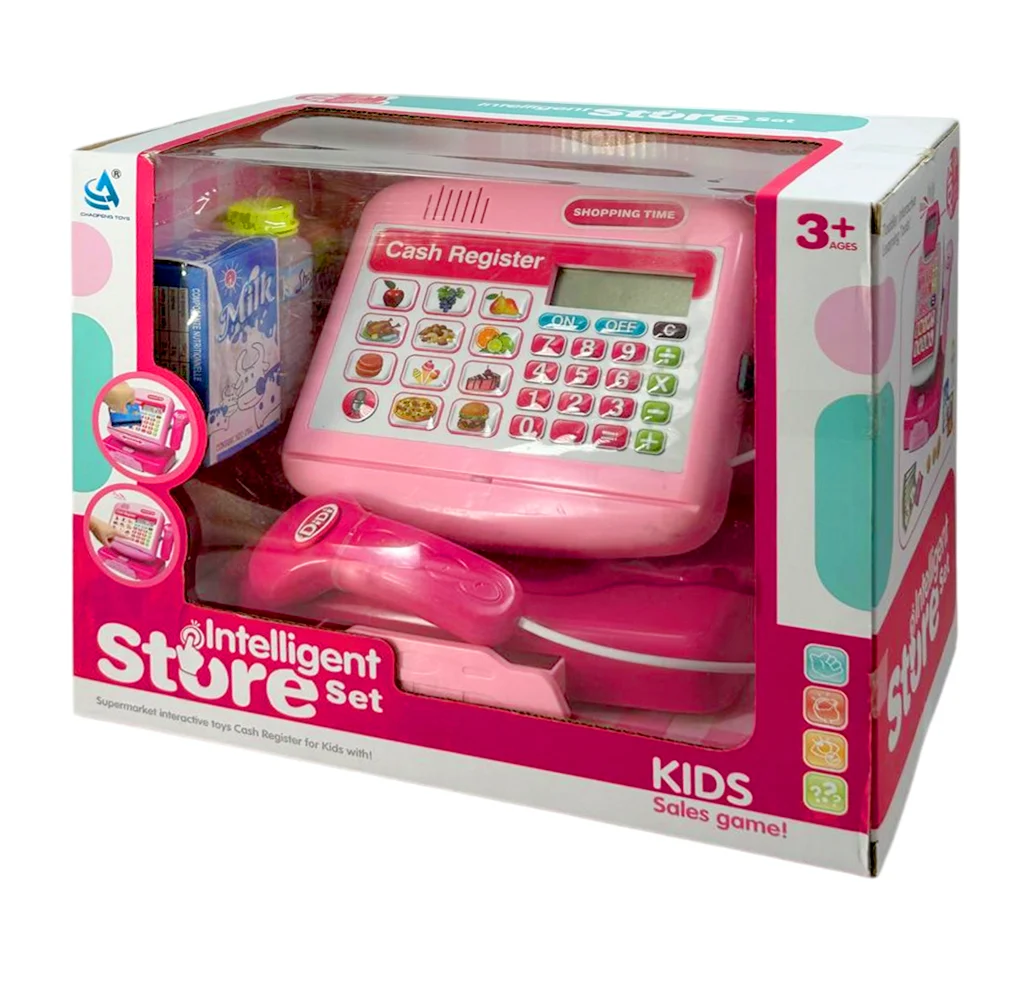 Caja registradora de juguete con tarjetas, billetes, accesorios, luz y sonido, variedad de modelos / intelligent store set