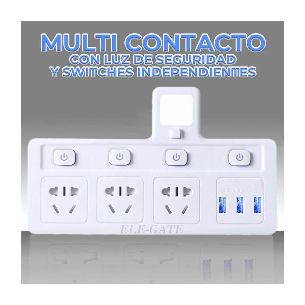Multicontacto universal de habitación luz nocturna interruptor con puertos usb / ch.1023