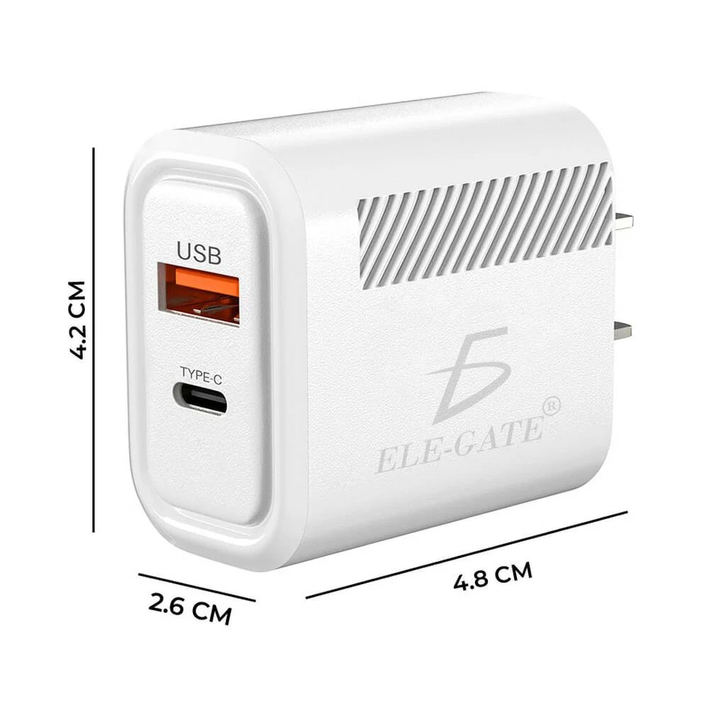 Cubo cargador ele-gate con puerto usb y usb-c para carga rápida / ch.104