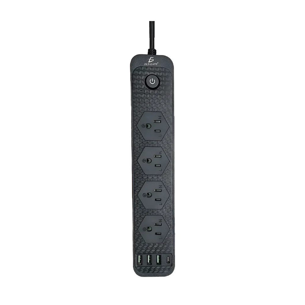 Multicontacto de alimentación universal con 4 clavijas + 3 puertos usb y tipo c / ch.104.a
