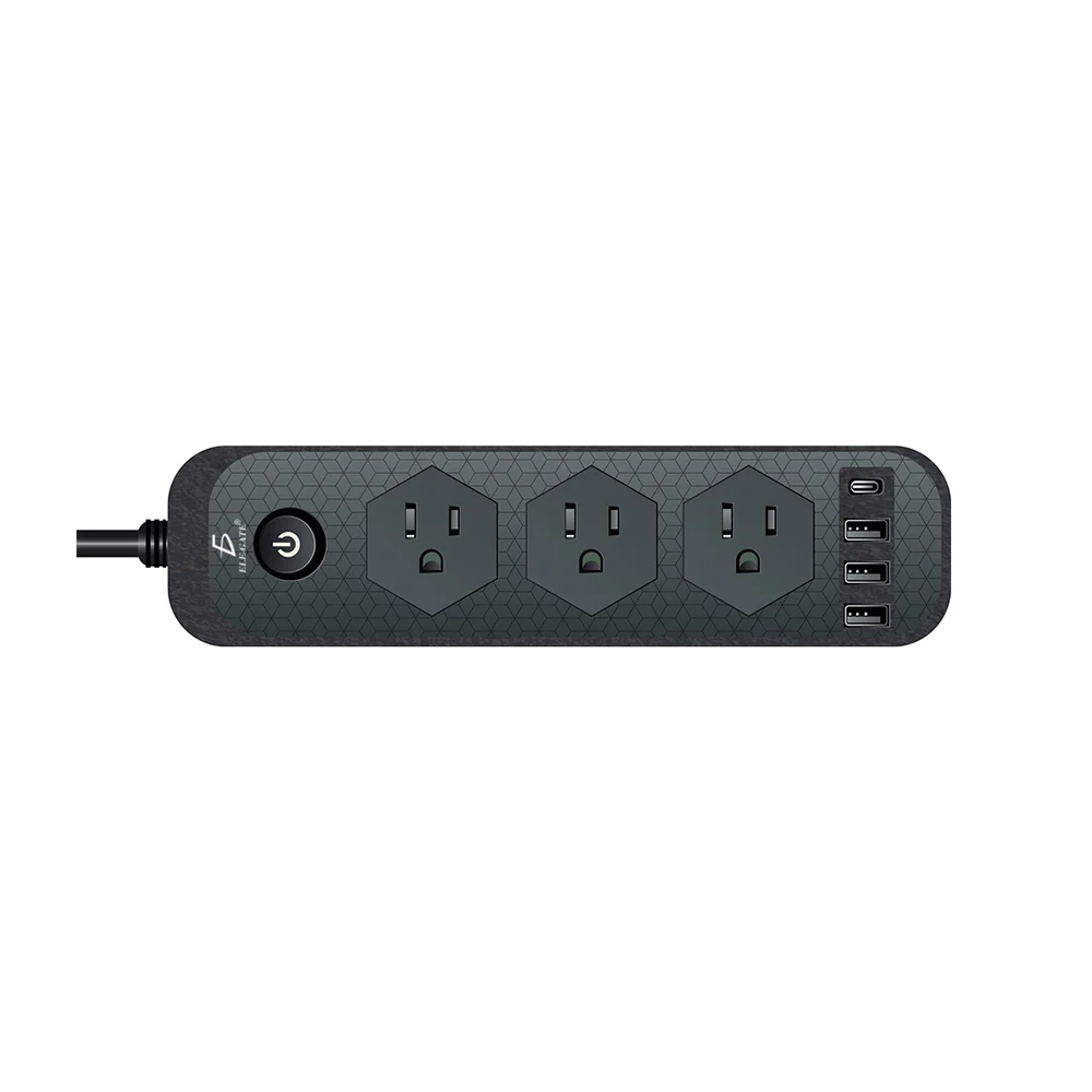 Multicontacto universal con 3 enchufes, 3 puertos usb y 1 puerto usb-c para carga rápida