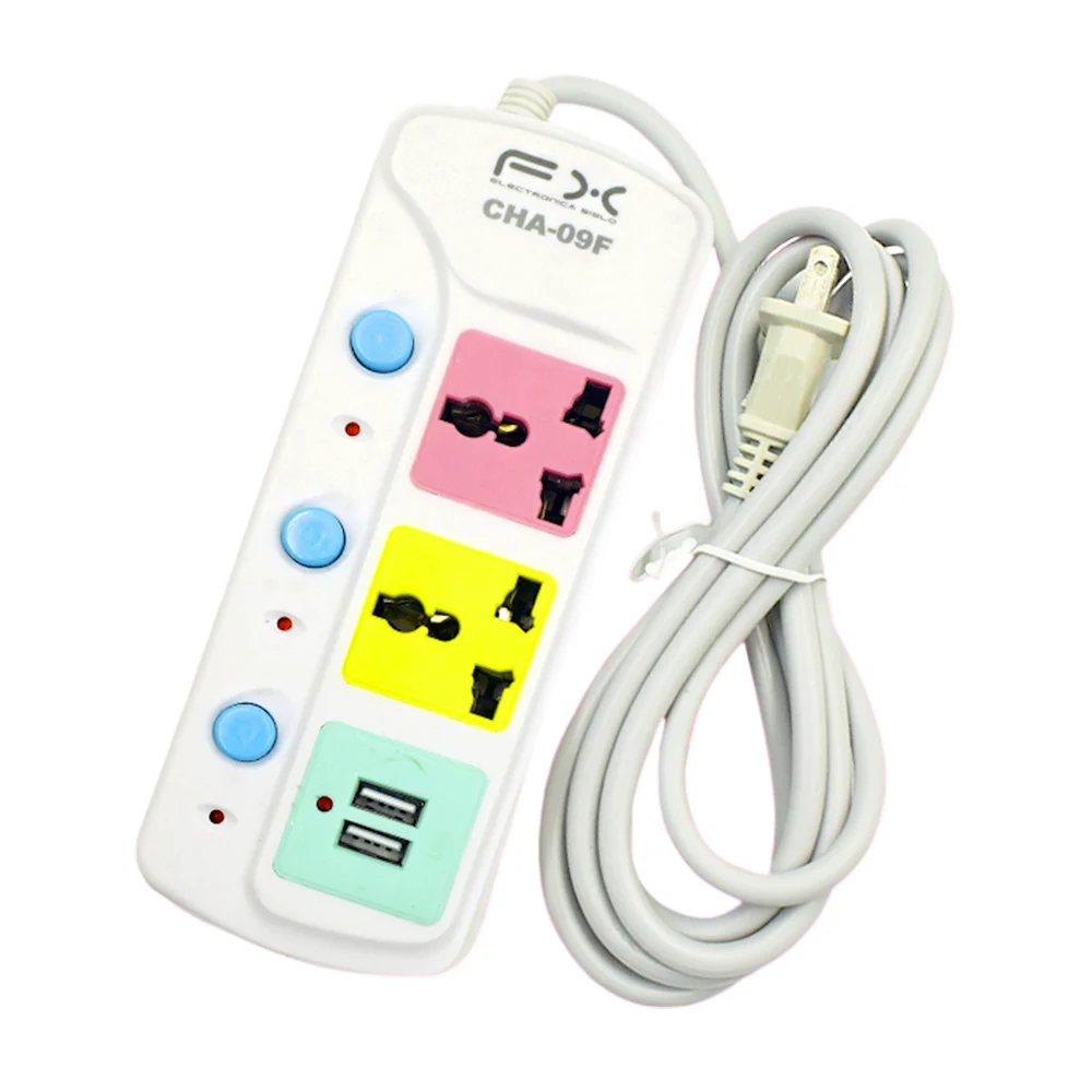 Barra multicontacto fx con 2 enchufes tomacorrientes y 2 puestos usb / cha-09f