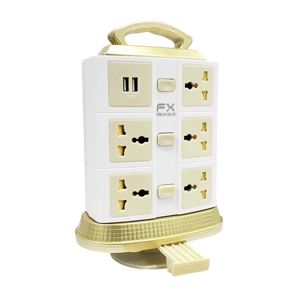 Torre multicontacto rectangular con 11 entradas trifásicas y 2 puertos usb, 2500w / fx / cha-22f