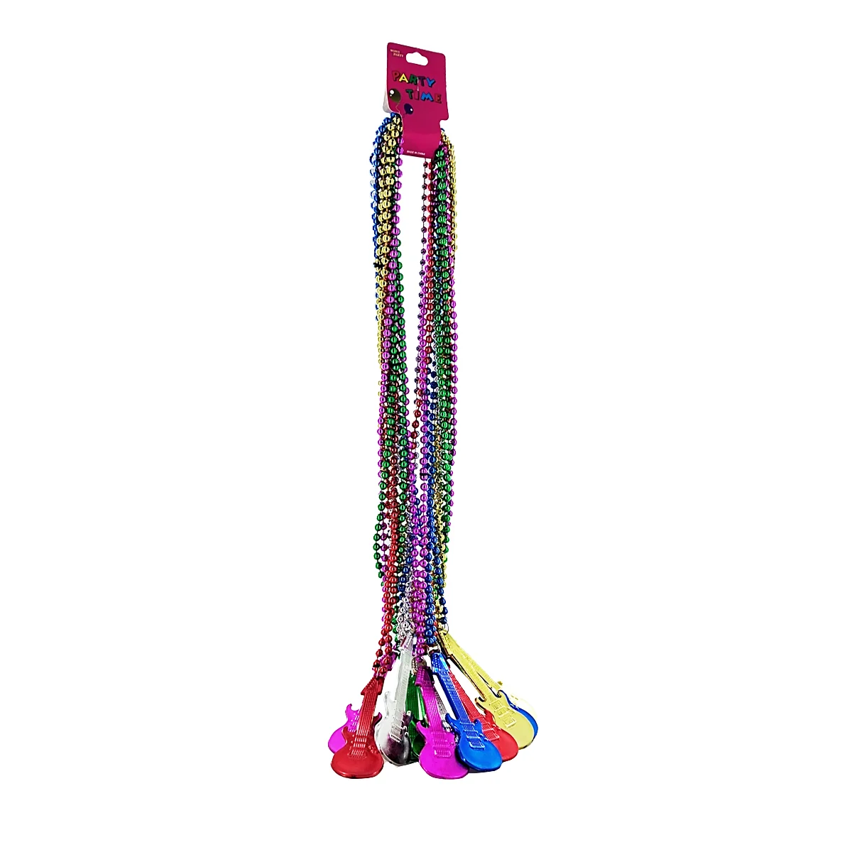 Paquete con 12 collares de perlas para fiesta con figura de guitarra, variedad de colores / party time / cllr-301