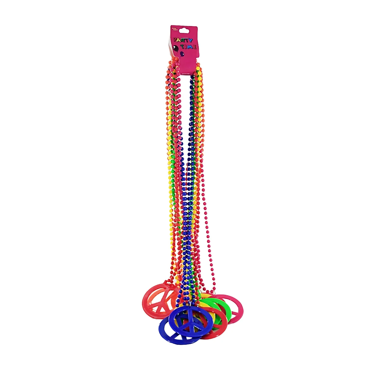 Paquete con 12 collares de perlas para fiestas con el símbolo de la paz, variedad de colores / cllr-003 / cllr-007