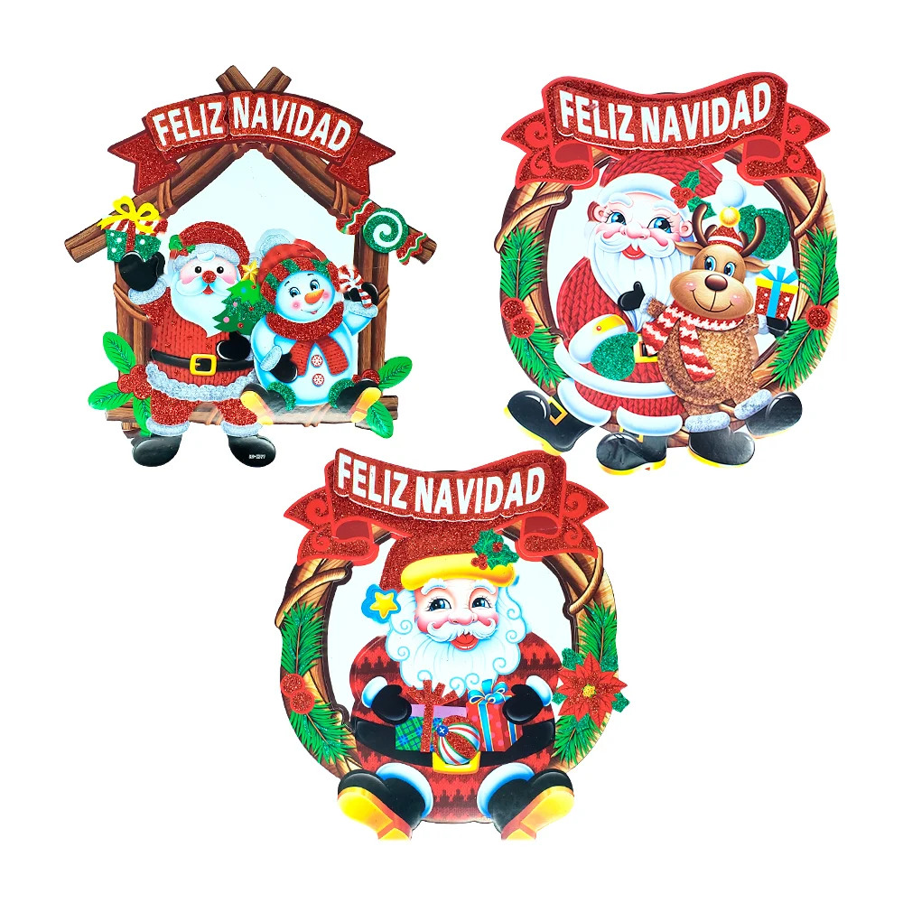 1pza Adorno colgante navideño de hielo seco con diamantina y letrero 3d de feliz navidad, variedad de modelos / hs-k997 / hs-1869 / hs-1872