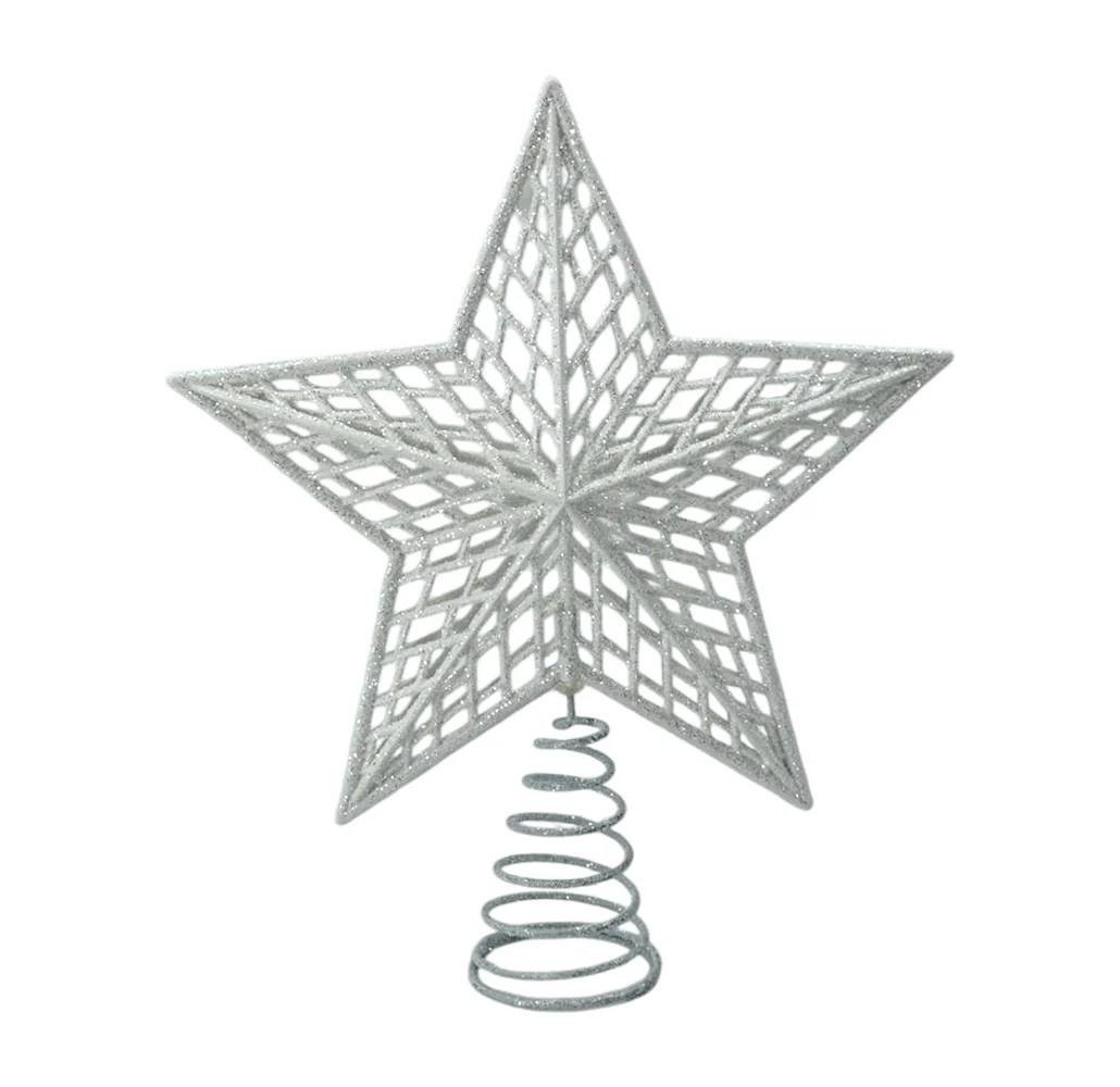 Estrella para decoración punta de árbol navideño con diseño diamantado y base tipo resorte 23cm, variedad de colores / merry christmas / cm23136