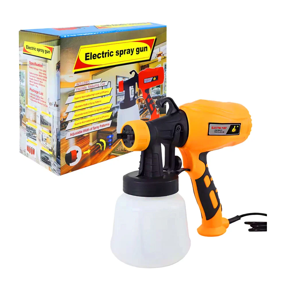 Pistola pulverizadora de pintura eléctrica con contenedor de plástico, taza medidora de viscosidad, atomizador superior y perilla ajustable, 550w / cn-3000 / electric spray gun