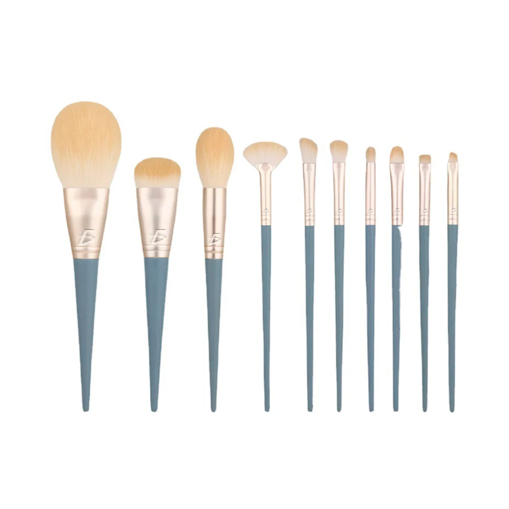 Set de 10 brochas para maquillaje + bolsa estuche de tipo piel / cos.10