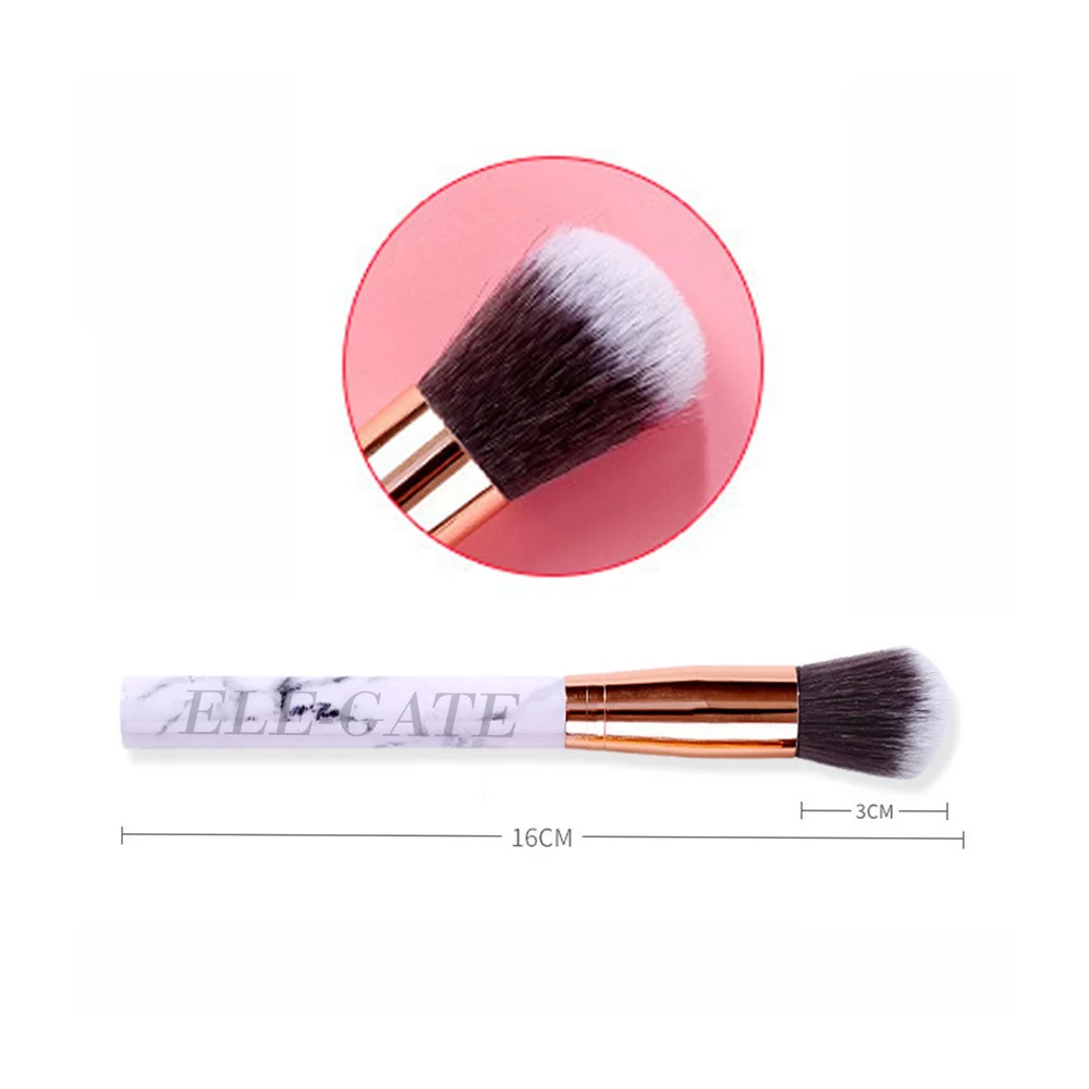 Set de 10 brochas con manjo tipo mármol y cerdas suaves para maquillaje / cos.11