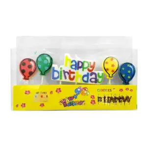 Paquete vela con frase happy birthday y 4 velas con forma de globo / …