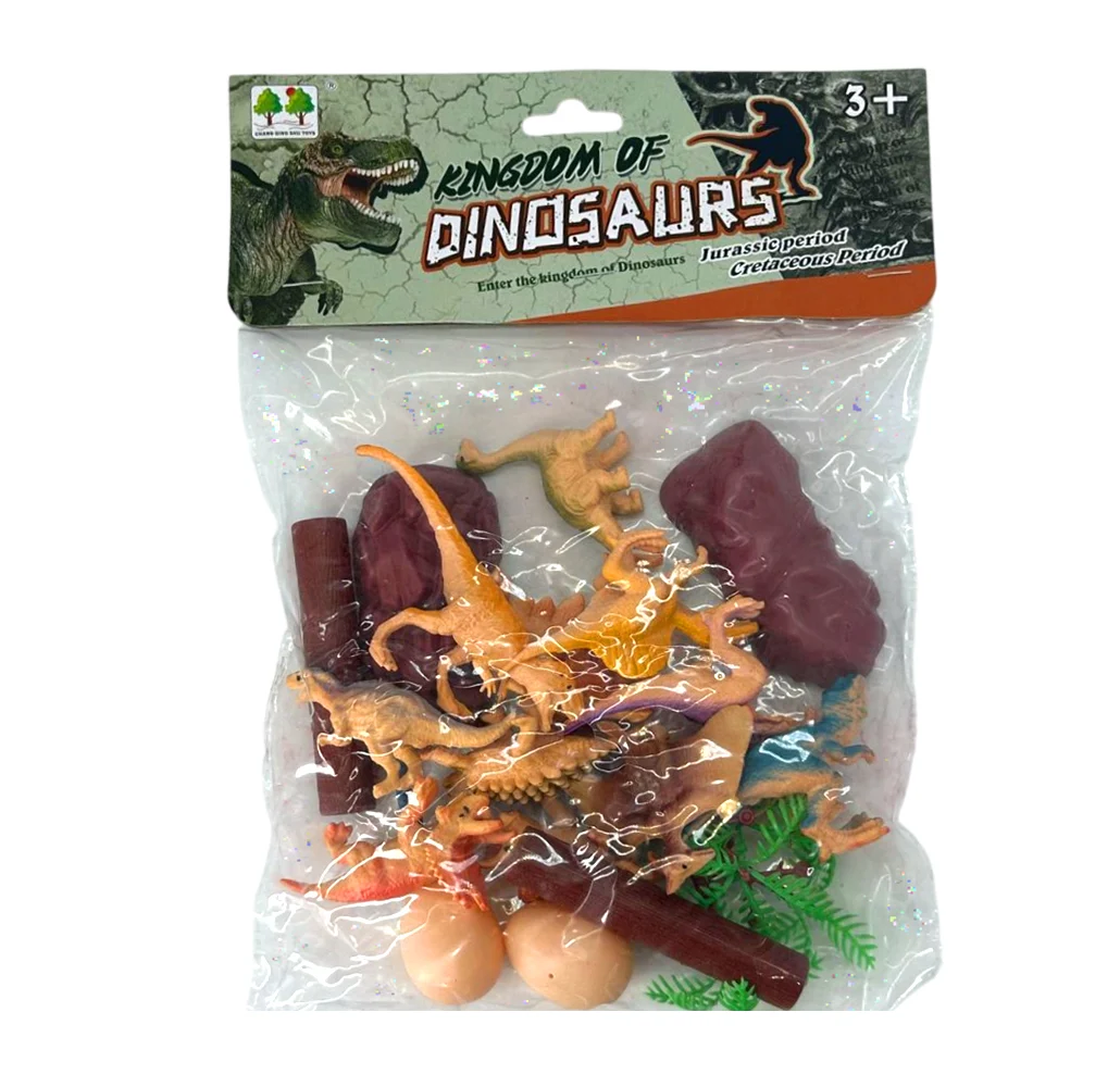 Paquete con dinosaurios + troncos, huevos, rocas y palmeras de juguete, variedad de modelos / kingdom of dinosaurs