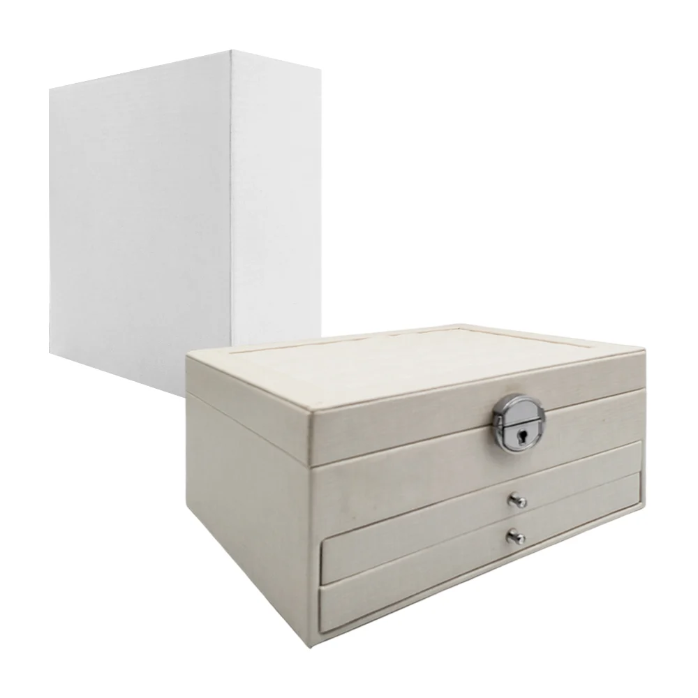 Organizador joyero / alhajero con forma rectangular con llave, 2 cajones y diversos compartimentos / cx1820