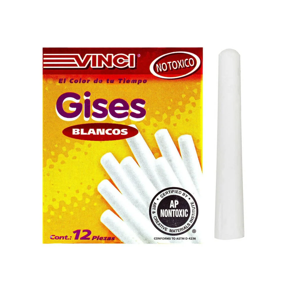 Caja con 12 gises vinci dixon color blanco, 7cm