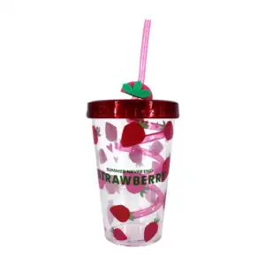 Vaso de acrílico con tapa + popote con diseño de espiral, 380ml, vari…