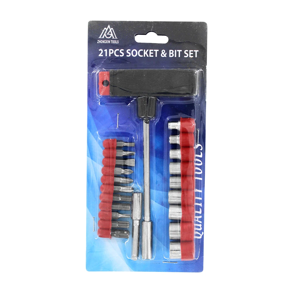 Set de herramienta destornillador multifuncional en forma de t, barra extensible + 11 puntas intercambiables y 9 dados para matraca / socket & bit set / dj-1023