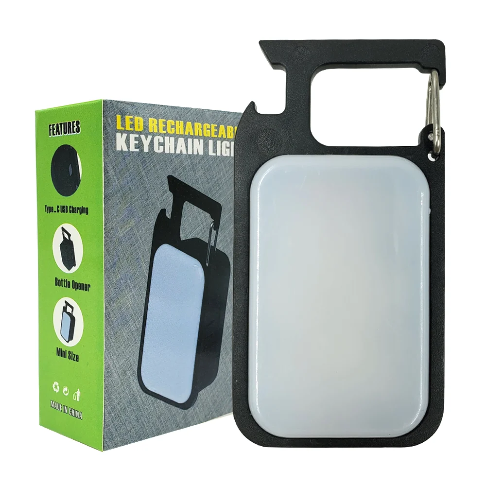Mini llavero táctico con lámpara y destapador + cable de carga / keychain light dk-502