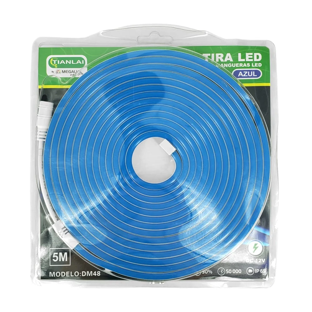 Manguera / tira de luz led de 5 metros en tono azul, protección ip65, 850lm / dm48