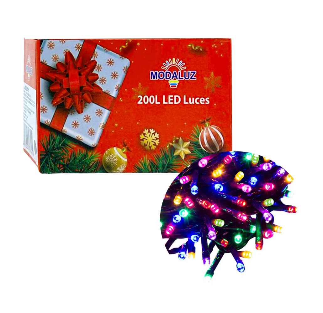 Serie con cable verde de 200 luces led rgb para decoración navideña, 10m / moda luz / dml8151