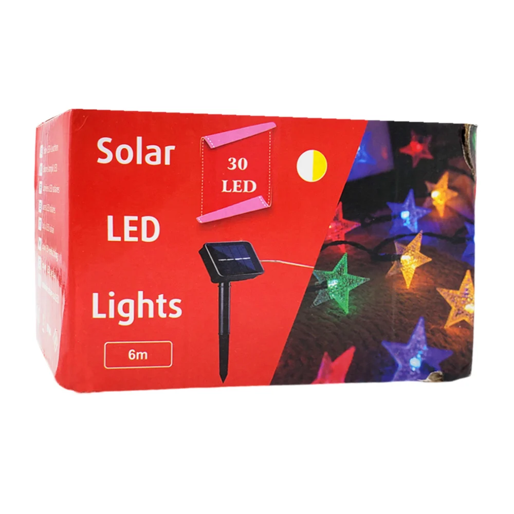 Serie para jardín con diseño de estrellas y panel solar, 6m / solar led lights / dml8769