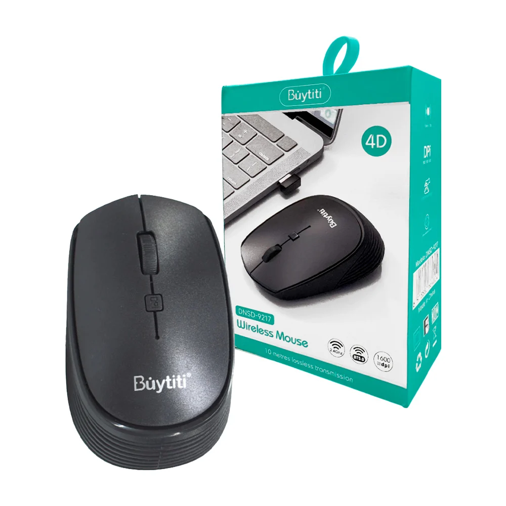 Mouse inalámbrico buytiti de color negro, 2.4ghz, 1600dpi / wireless mouse / dnsd-9217