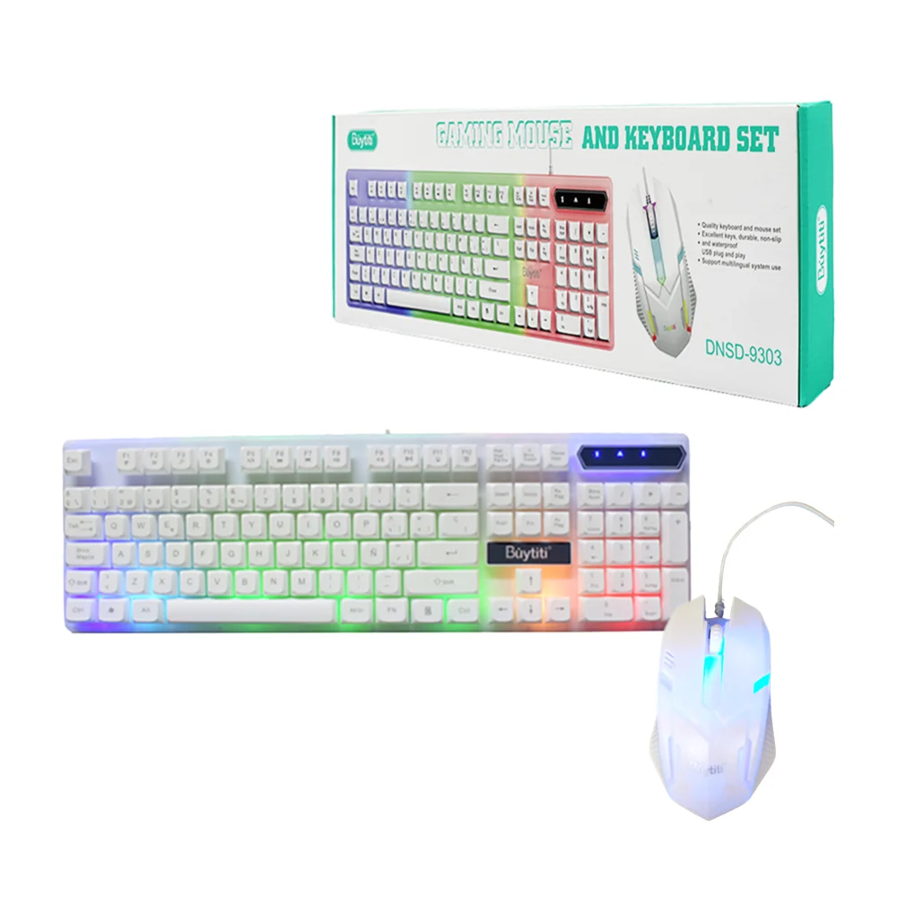 Combo teclado y mouse gamer alámbricos buytiti con teclas mecánicas y luz rgb / dnsd-9303