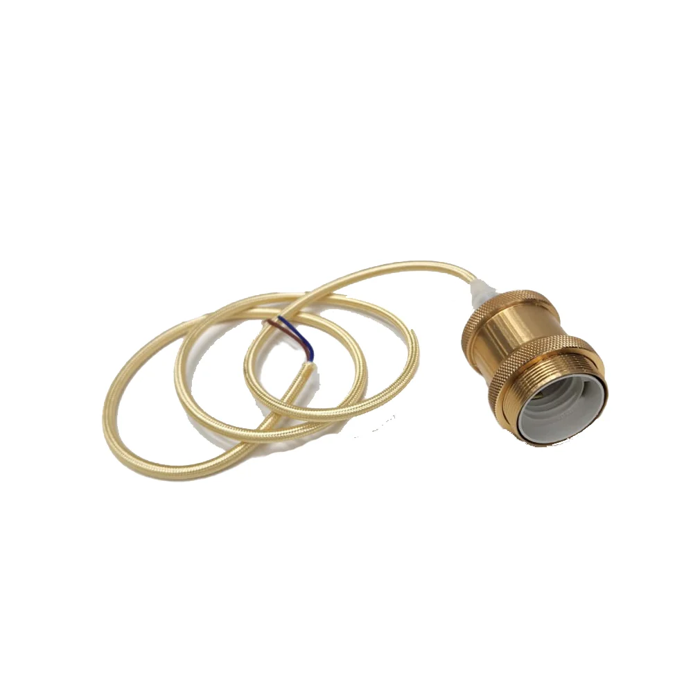 Socket metálico con cable tipo cuerda y base colgante en color dorado vintage 50cm /  409336
