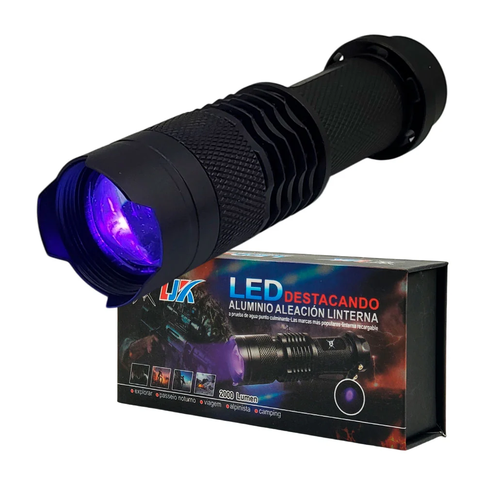 1pza Mini linterna manual táctica, con batería recargable, luz ultravioleta y cuerpo de aluminio, variedad de funciones / dt-808-166