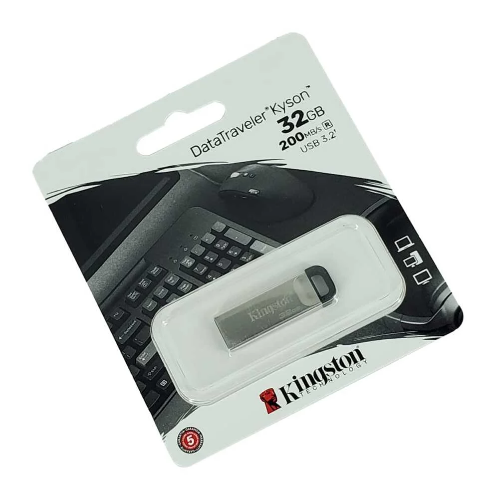 Memoria flash Kingston de 32gb con usb 3.2 y gen 1 metálica / data traveler kyson / dtkn/32gb
