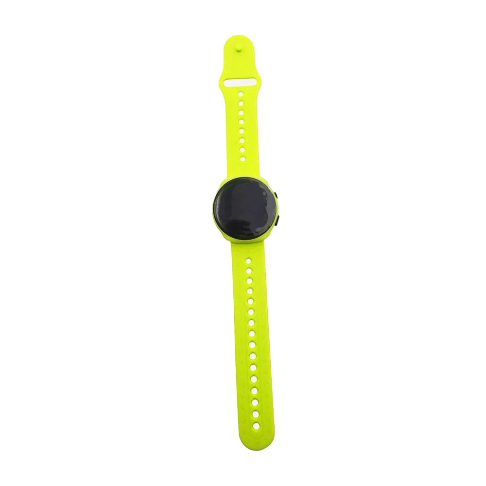 Reloj pulsera digital con pantalla redonda y correa de plástico con pequeñas figuras grabadas, variedad de colores / dzb-2903
