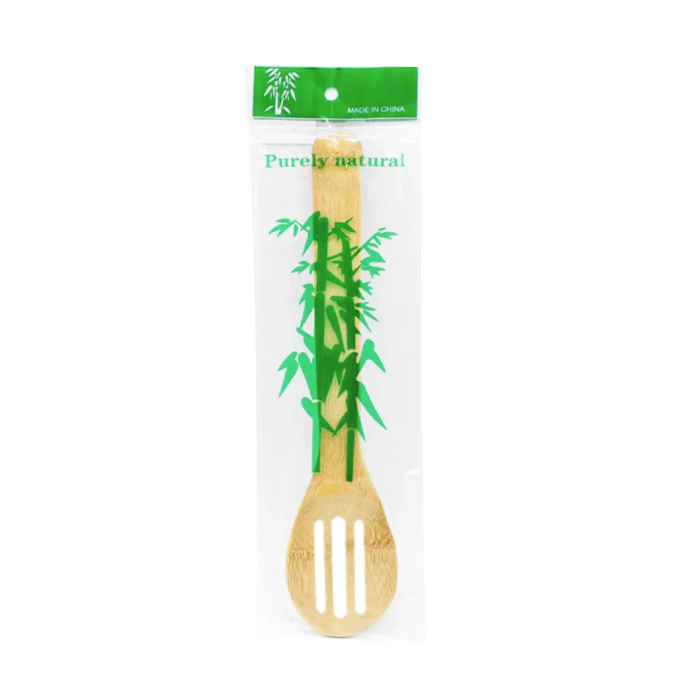 1pza Pala grande de bambú con orificios coladores y orificio para colgar, variedad de usos / purely natural / 30cms
