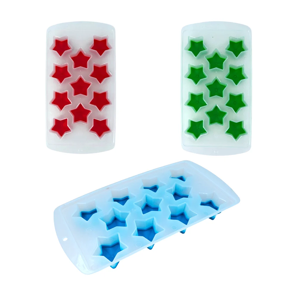 Molde recipiente de plástico con silicón para hacer cubos de hielo en forma de estrella, variedad de colores / douba / e6394
