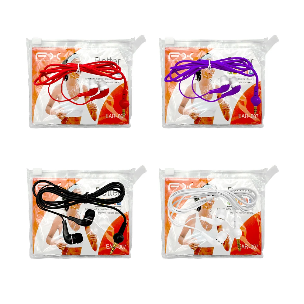 Audífonos alámbricos fx music con almohadillas de silicona y entrada auxiliar reforzada, variedad de colores  / ear-007