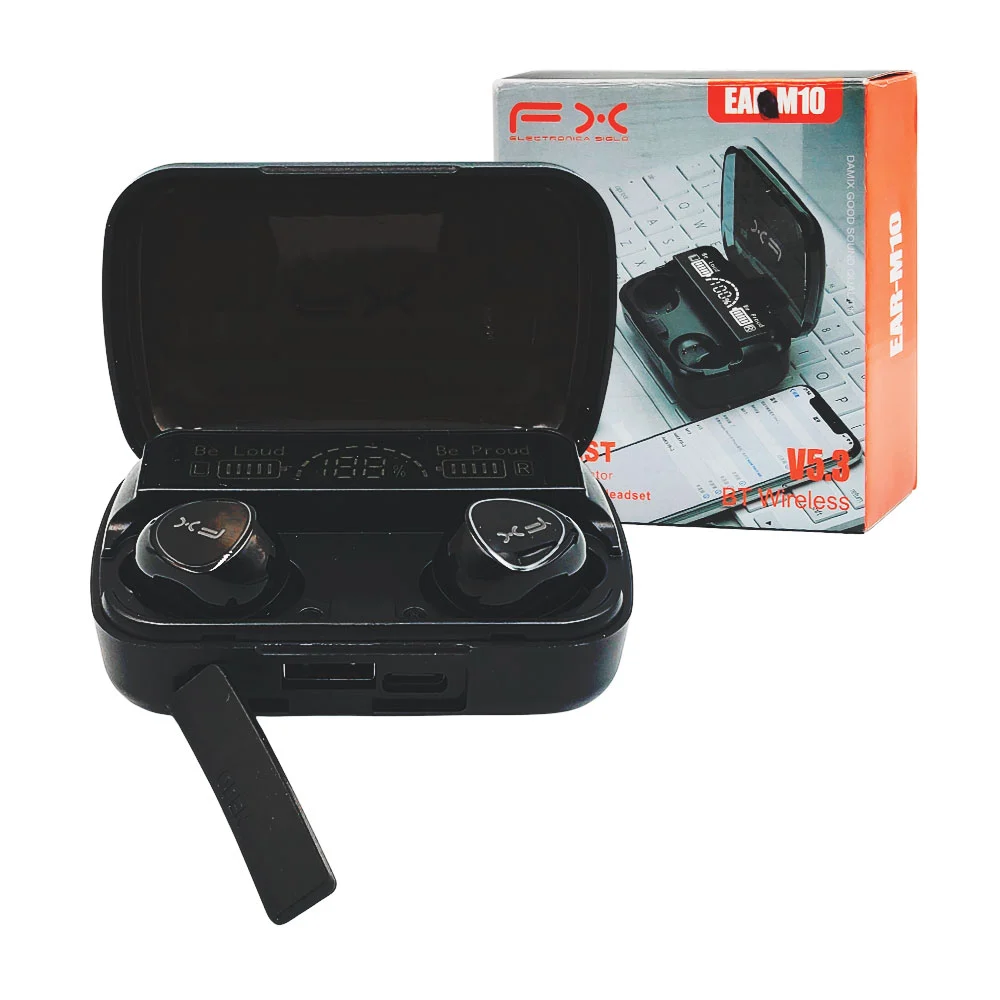Audífonos bluetooth inalámbricos con función táctil y estuche con indicador de carga / ear-m10