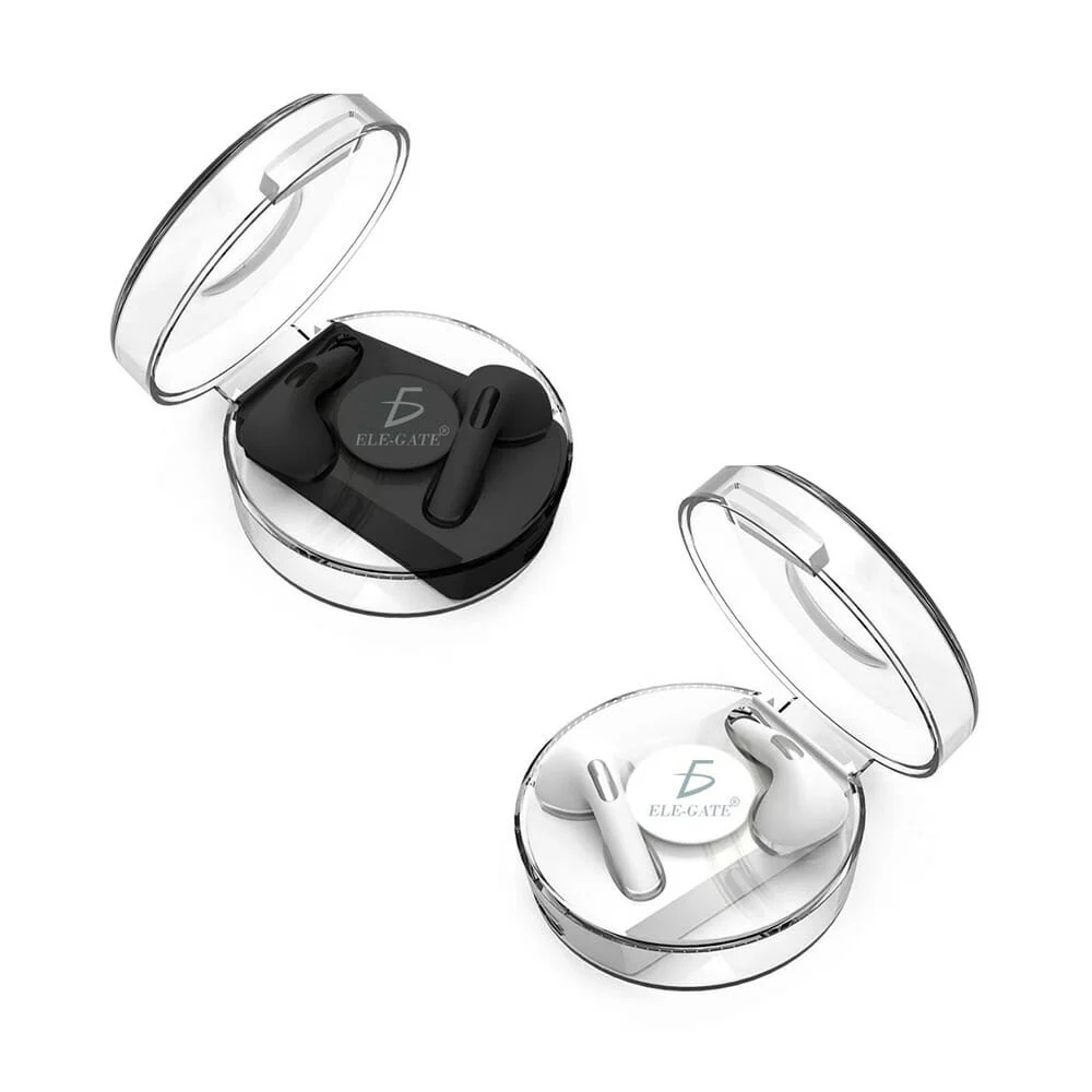 Audífonos inalámbricos bluetooth ele-gate con estuche transparente de carga, variedad de colores / ear.bt.q37