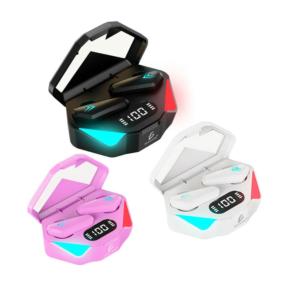 Audífonos inalámbricos bluetooth gamer ele-gate con luz led y estuche indicador de carga, variedad de colores / ear.bt.x15s