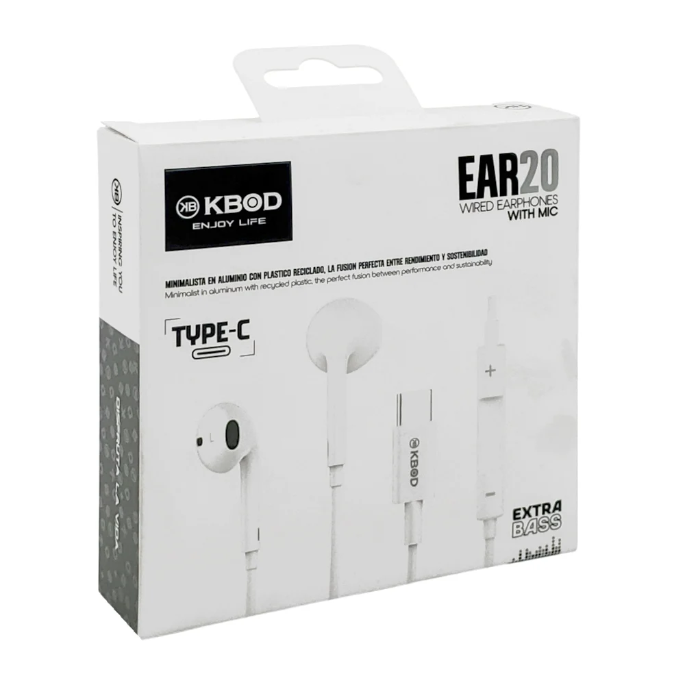 1pza Audífonos / auriculares alámbricos tipo earphones, con entrada tipo c y micrófono, variedad de funciones / enjoy life / kbod / type-c