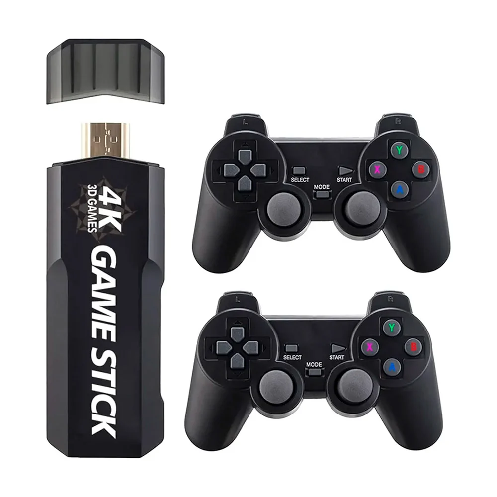 Consola game stick de juegos retro 3d con 2 controles inalámbricos, 64gb + 30,000 juegos / emuelec4.3