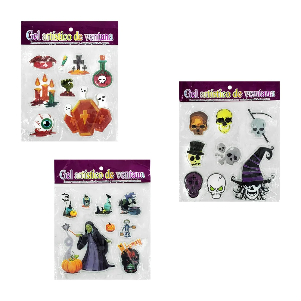 1pza Stickers de gel pegajoso con temática de happy halloween para superficies lisas / en71 / yong-649-1
