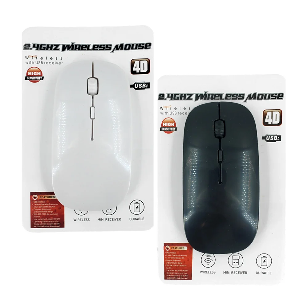 Mouse optical 4d inalámbrico bluetooth usb, en color negro o blanco / ep25806
