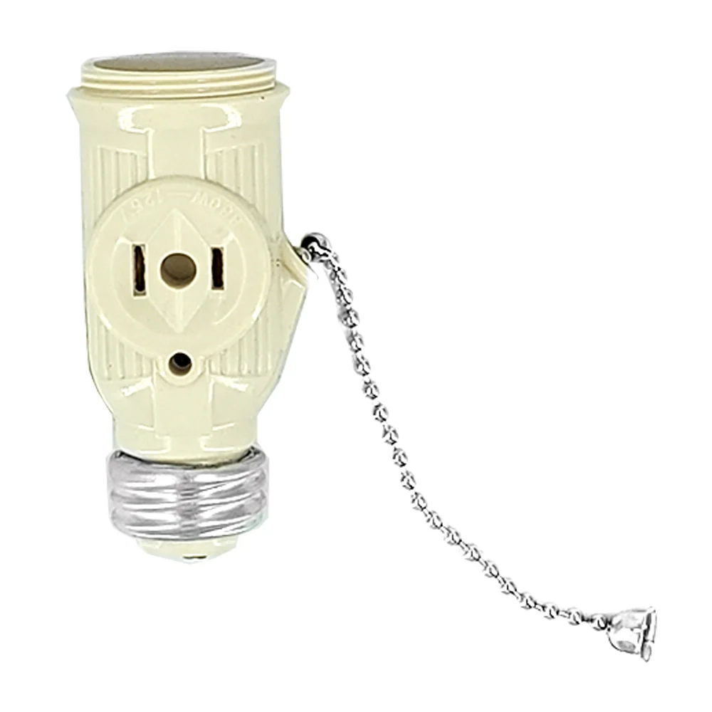 Socket ladrón portalámparas para foco, con 2 contactos y cadena, 8cm / 660w-125v