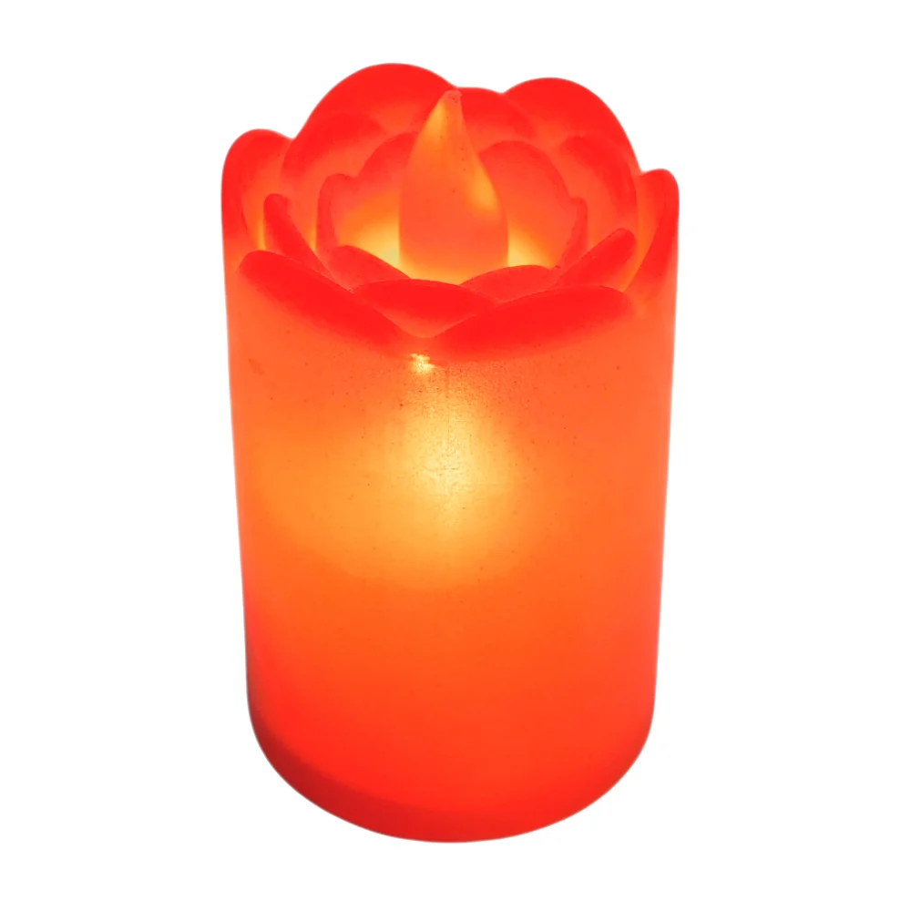 1pza Vela led en color rojo con diseño de flor, 5.5x3.6cm / f2812