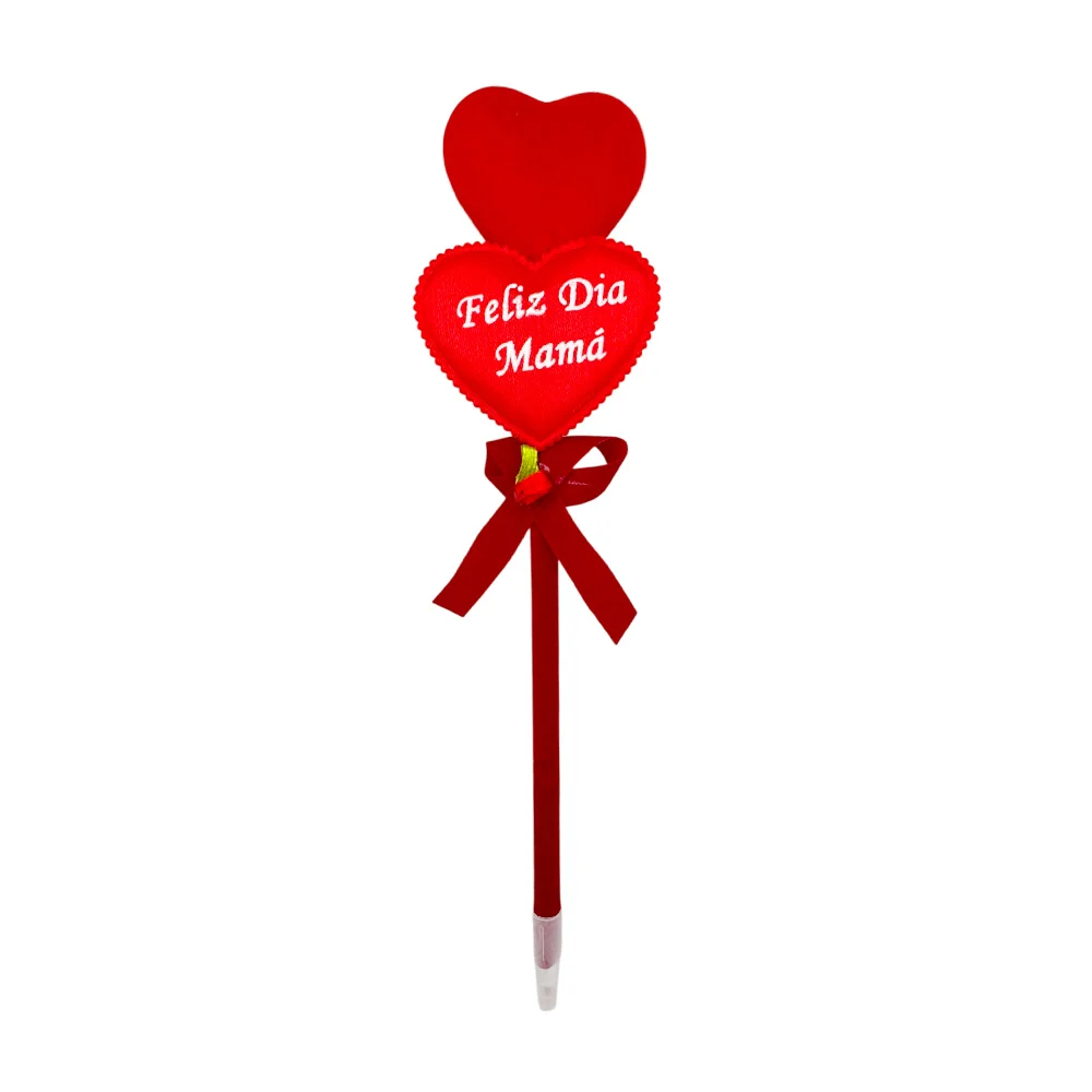 Pluma con decoración de corazón para el día de la madre con luz / f29a