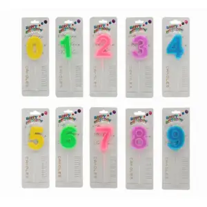 1pza Vela de cumpleaños con forma de número 0-9 color pastel y bordes…