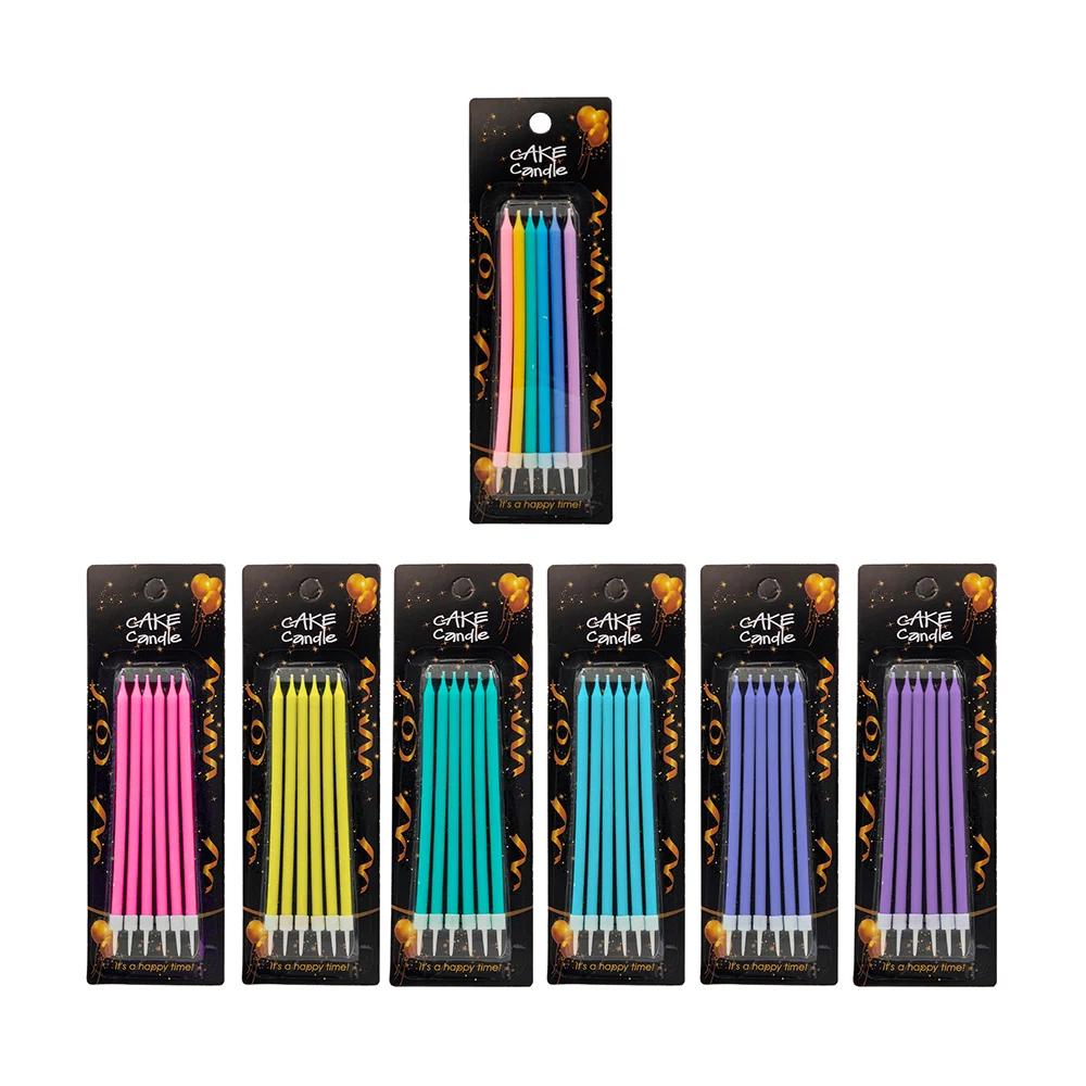 Blíster 6 velas color pastel de 13cm para cumpleaños, variedad de colores / cake candle / 800899
